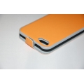 Ультратонкий чехол Flip Iphone 5, натур кожа. Оранжевый цвет