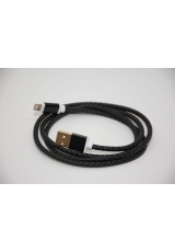 Кабель lightning iphone/ipad плетеная кожа, двухсторонний USB, 1 метр. Черный цвет