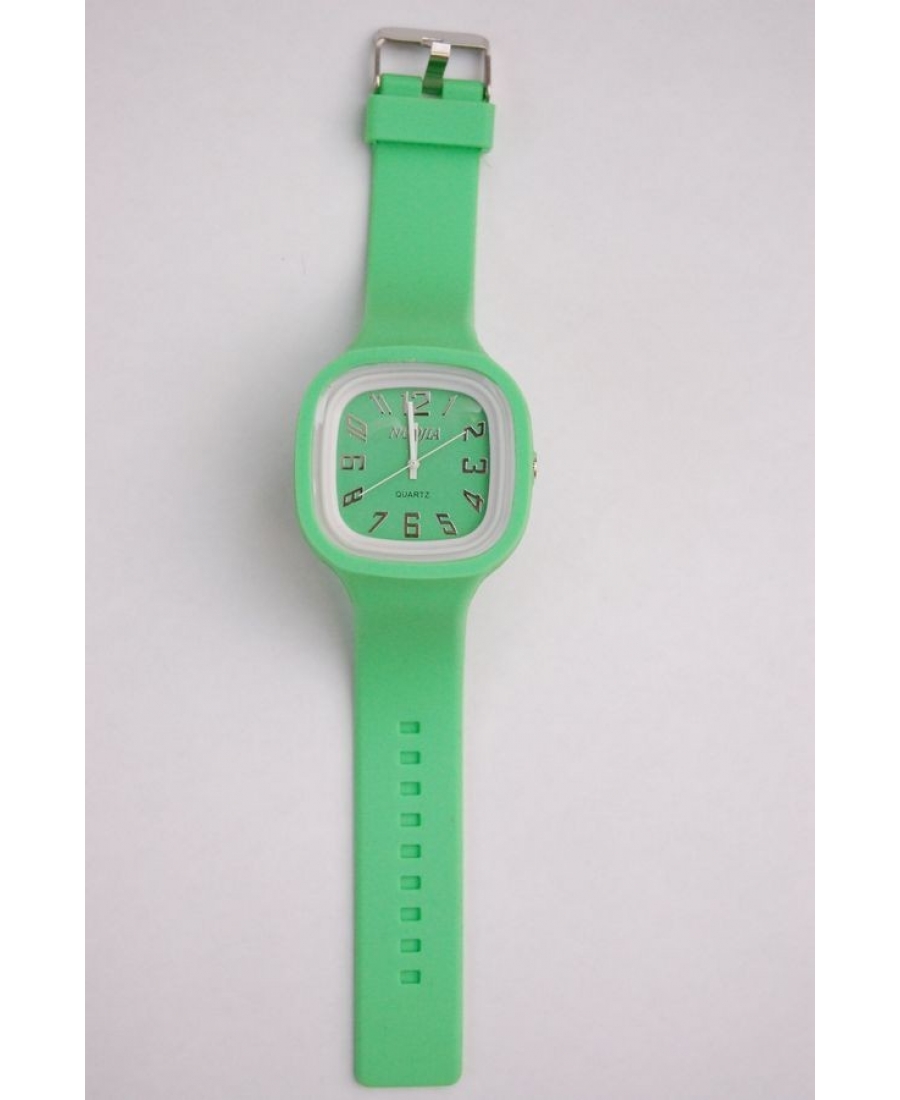 Наручные часы с силиконовым ремешком. Зеленый цвет