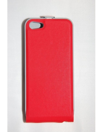 Ультратонкий чехол Flip Iphone 5, натур кожа. Красный цвет