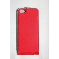 Ультратонкий чехол Flip Iphone 5, натур кожа. Красный цвет