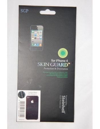 Кожаная наклейка SGP для Iphone 4/4s. Черный цвет (карбон)