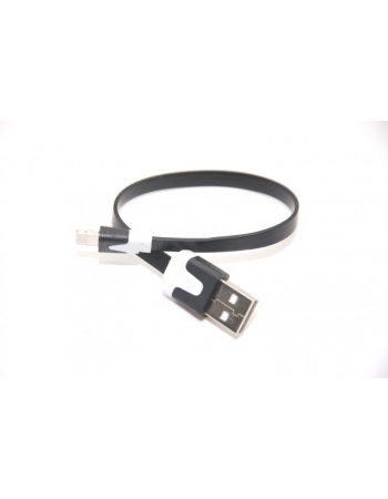 Короткий плоский кабель Iphone 5. Черный цвет