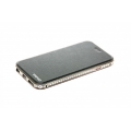 Чехол Iphone 6 (4.7") металлический с флип кейс + стразы. Черный цвет
