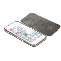 Чехол Iphone 6 (4.7") металлический с флип кейс + стразы. Черный цвет