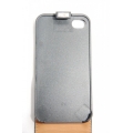 Чехол с откидной крышкой для Iphone 4/4s. Натур кожа. Черный цвет