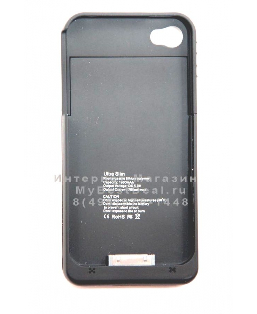 Чехол-аккумулятор для Iphone 4/4s, 1900 Mah, черный цвет
