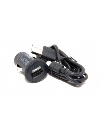 Комплект Belkin автомобильное зарядное устройство+ кабель F8J090bt04. Черный цвет
