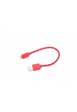 Короткий кабель iphone 5 lightning, нейлон, 20 см. Красный цвет