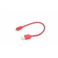Короткий кабель iphone 5 lightning, нейлон, 20 см. Красный цвет