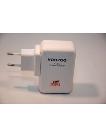 Сетевое зарядное устройство YooPoo 4xUSB 10W. Белый цвет