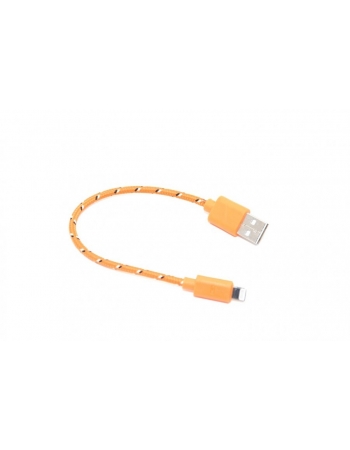 Короткий кабель iphone 5 lightning, нейлон, 20 см. Оранжевый цвет