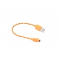 Короткий кабель iphone 5 lightning, нейлон, 20 см. Оранжевый цвет